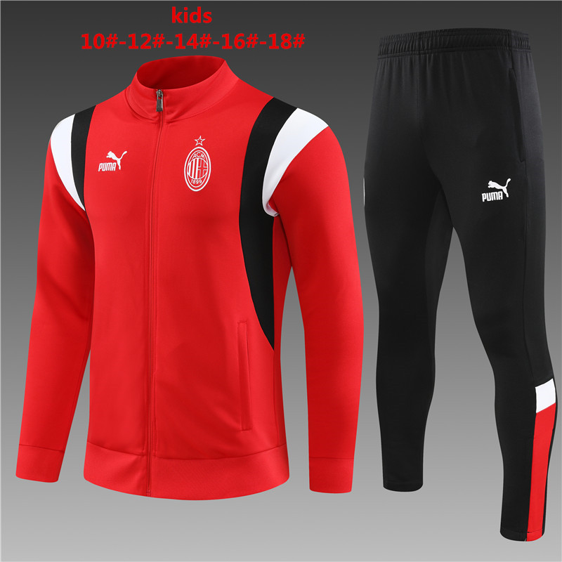 AC Milan 23-24 Kids Jacket Training Tracksuit - Red